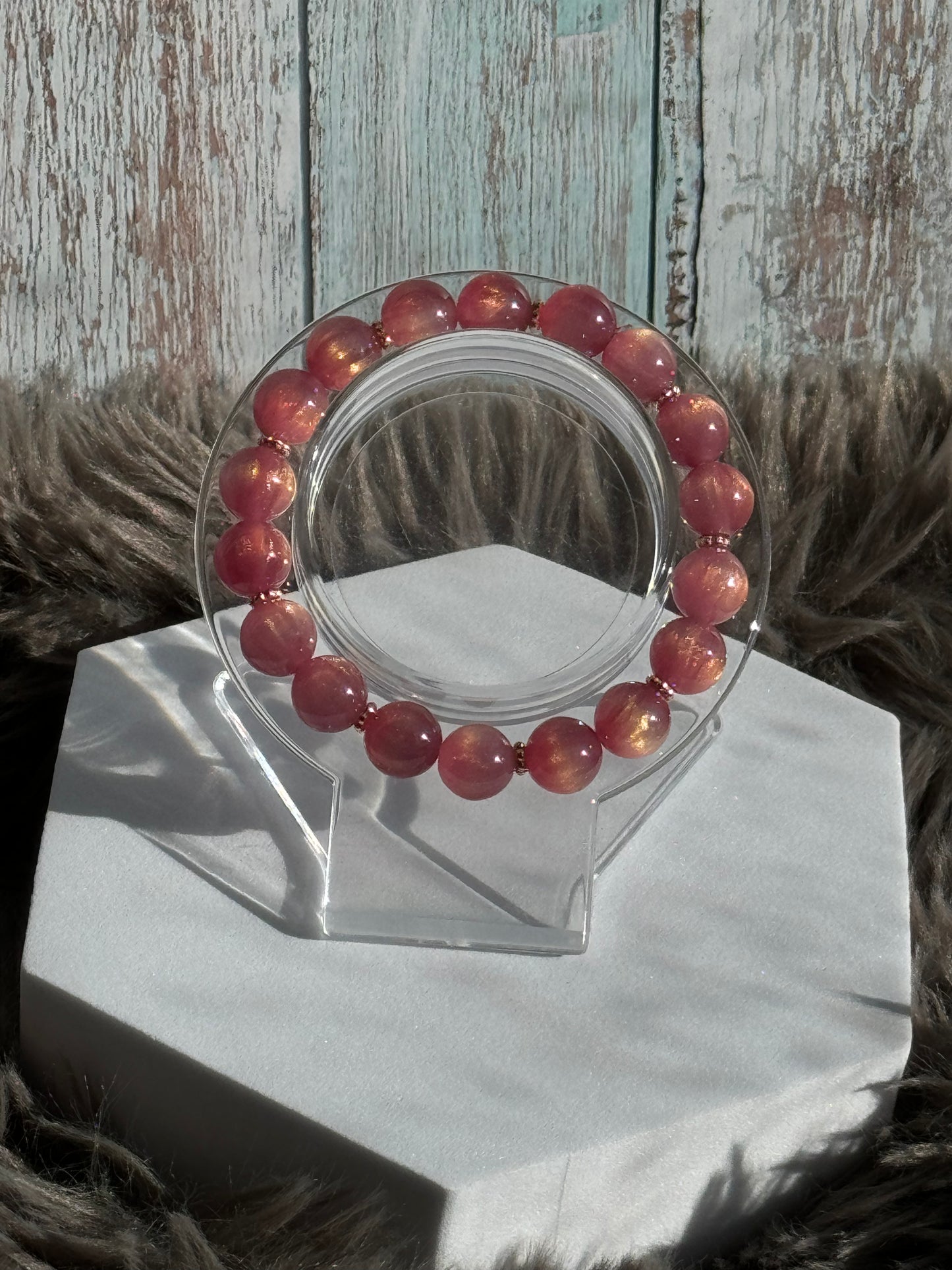 7" Pink/Neutral Resin Beaded Bracelet (10mm)