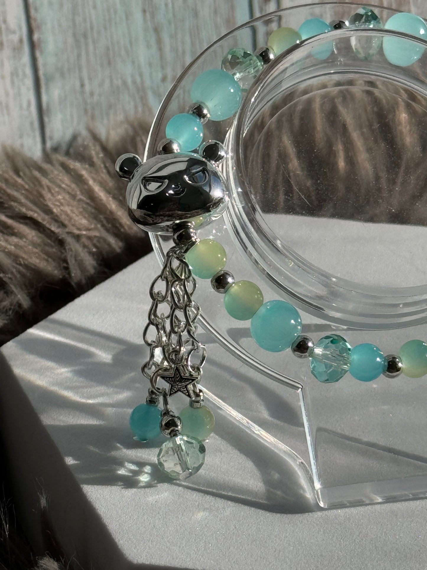 7 1/4"Soft Blue/Yellow and Faceted Glass Beaded Bracelets (6mm,8mm, &10mm)
