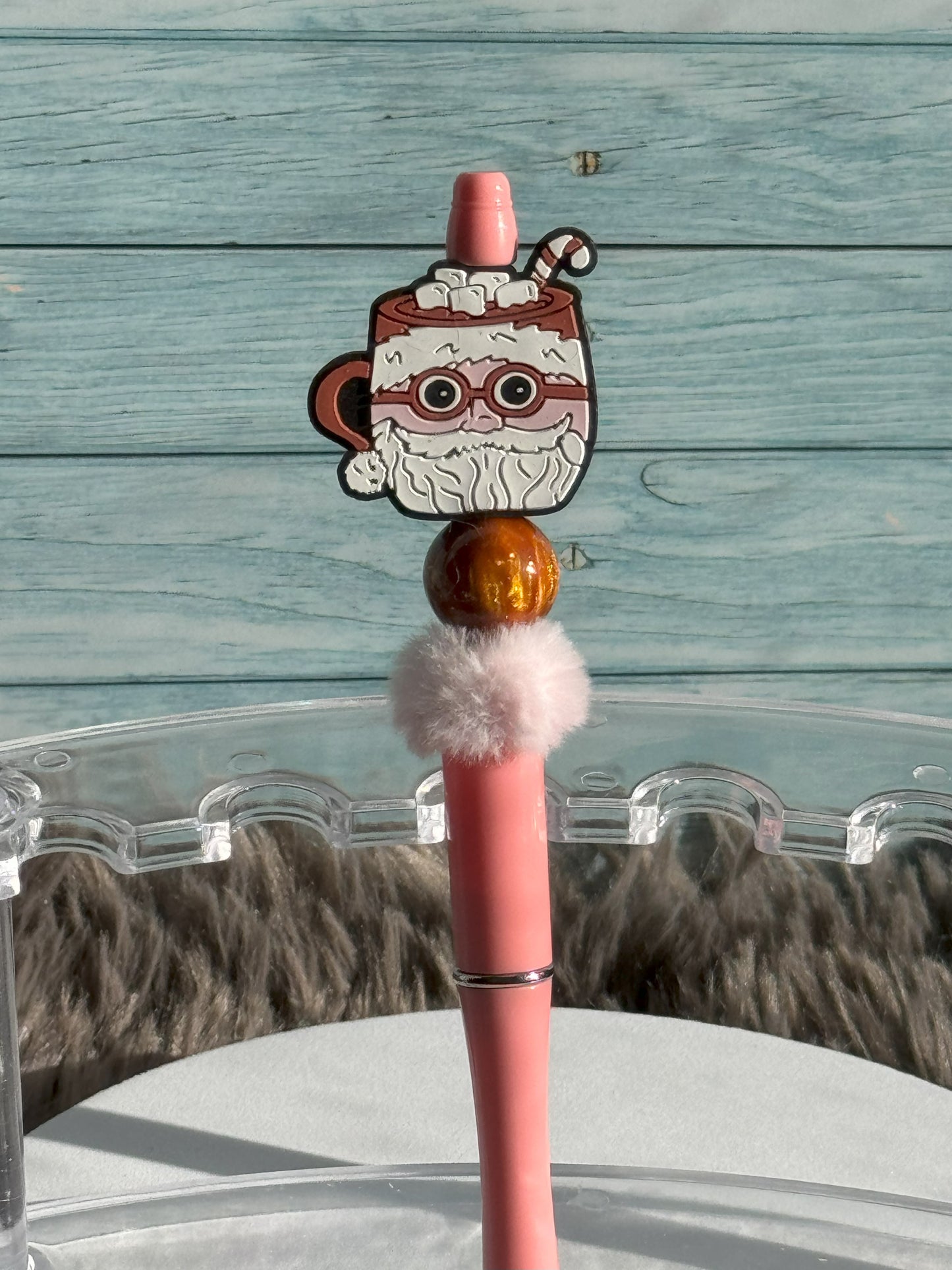 Cute Peachy/Pink Santa Hot Cocoa Pen