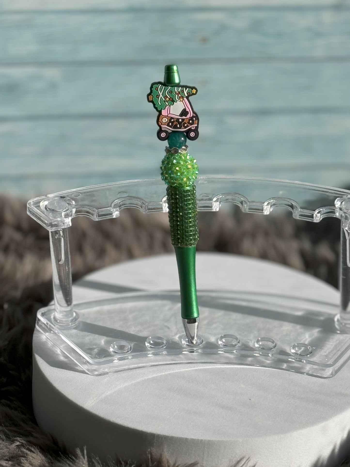 Green Rhinestone Christmas Tree Shopping Pen