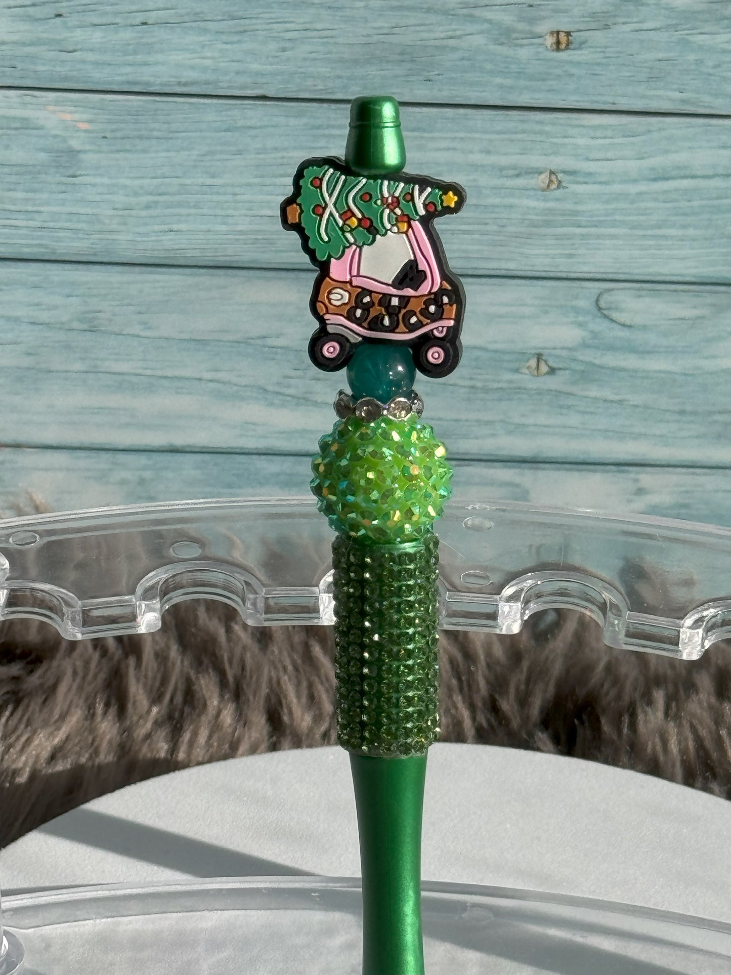Green Rhinestone Christmas Tree Shopping Pen