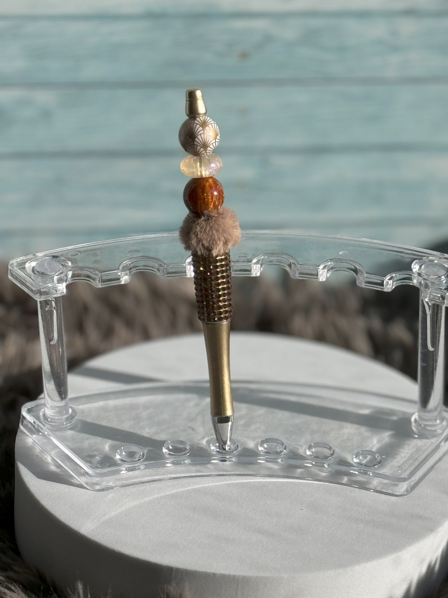 Gold Pen with Bronze Rhinestones