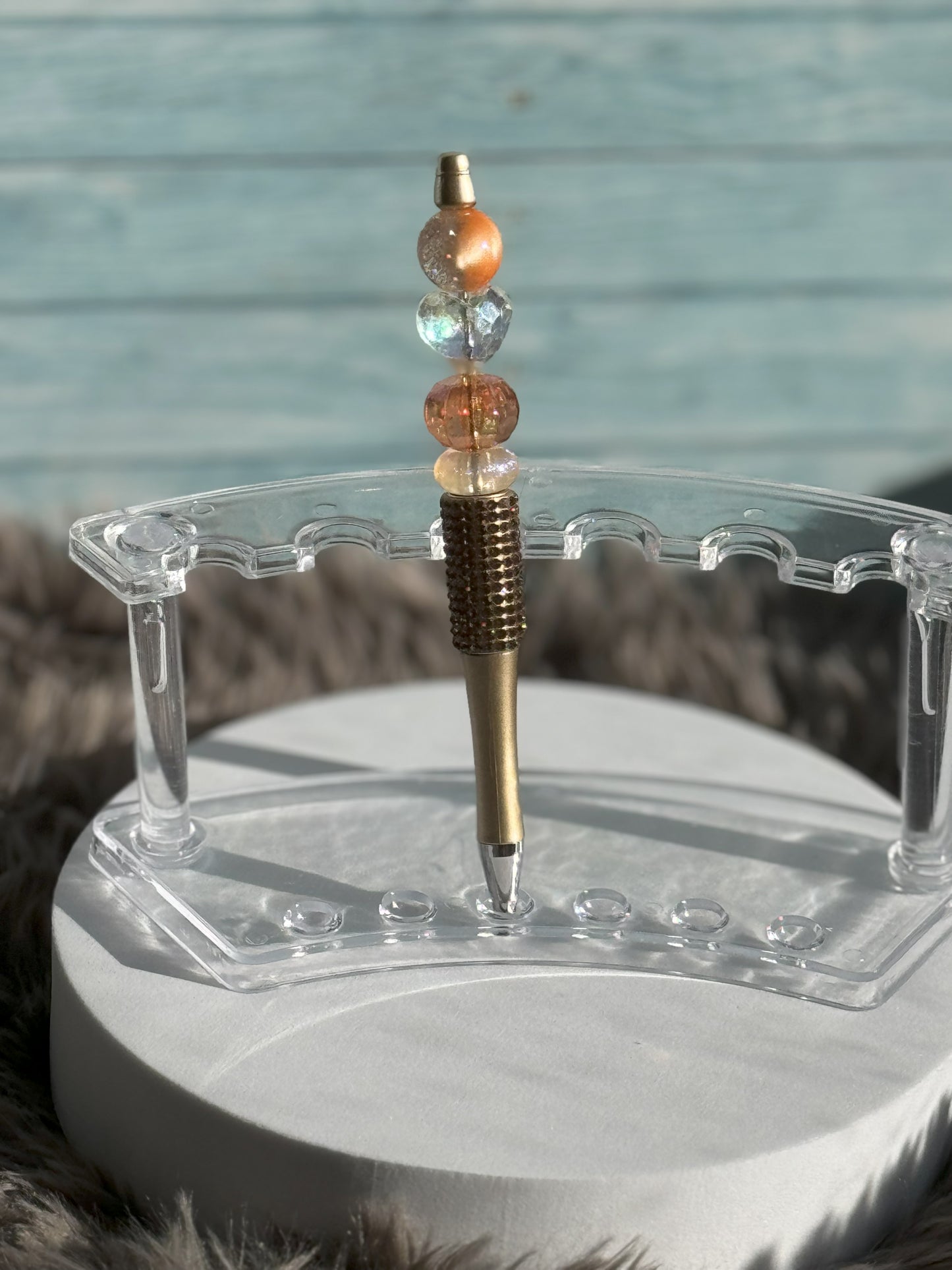 Gold with Bronze Rhinestones Pen
