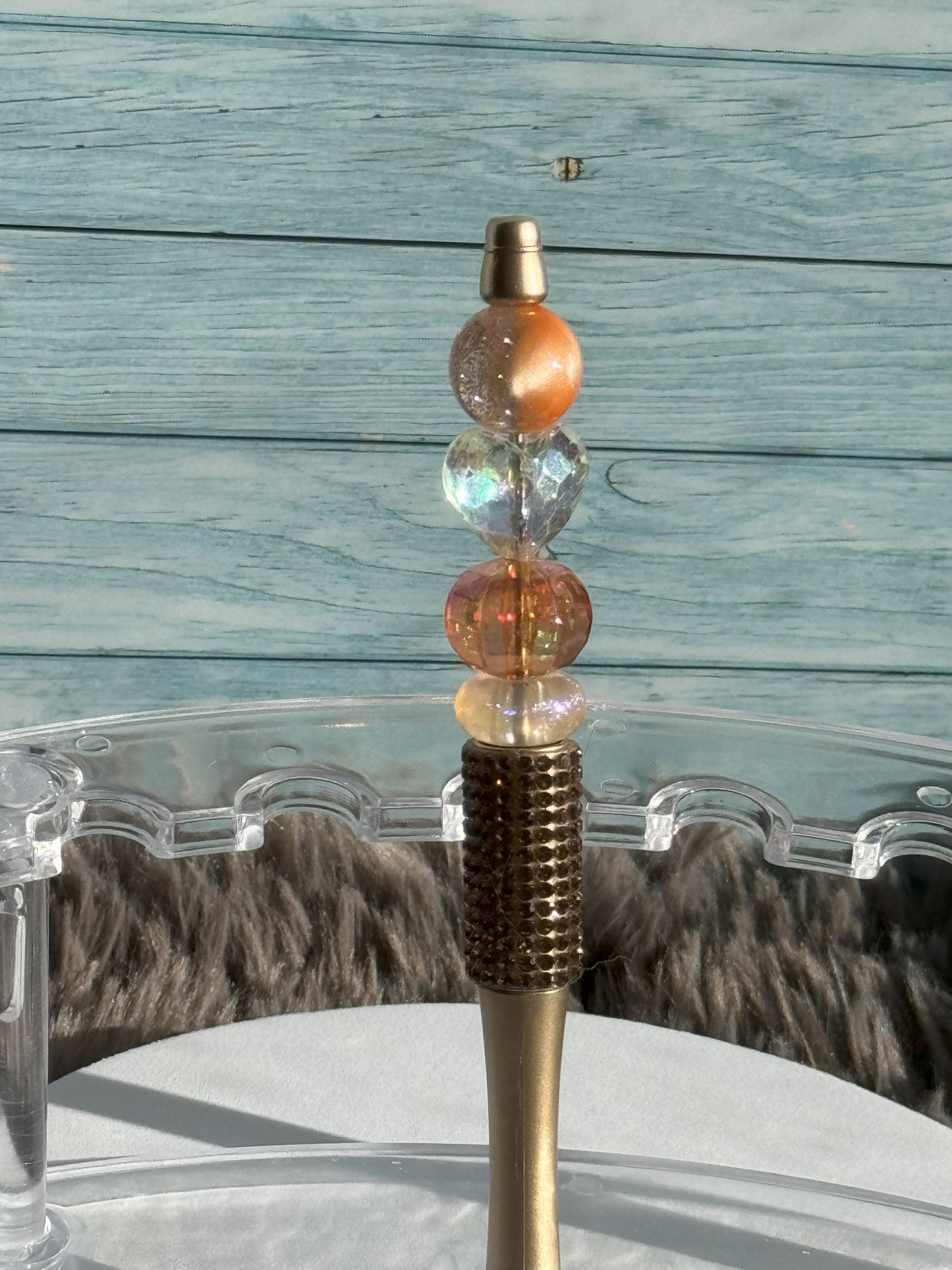 Gold with Bronze Rhinestones Pen