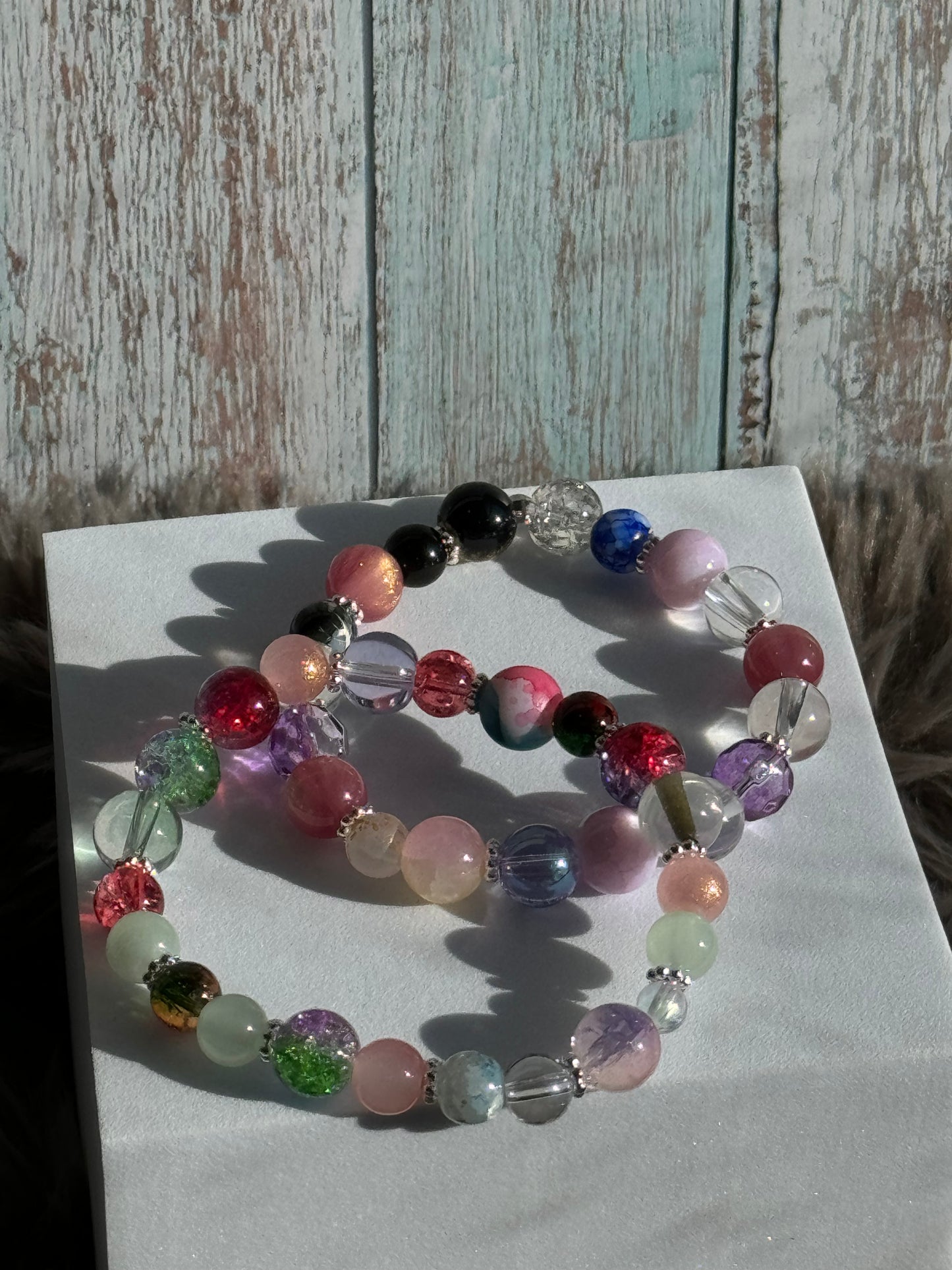 7 1/4" Kaleidescope Glass Beaded Bracelet Collection (3mm, 4mm, 6mm, 8mm, & 10mm)