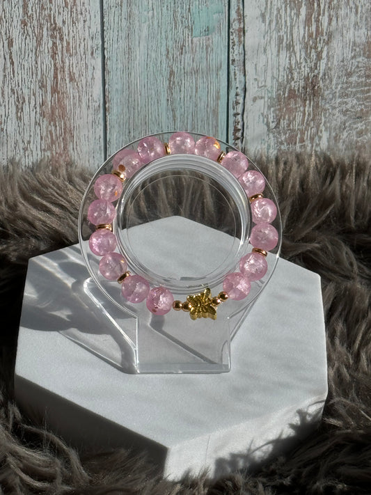 7 1/4" Pink Glass Beaded Bracelet