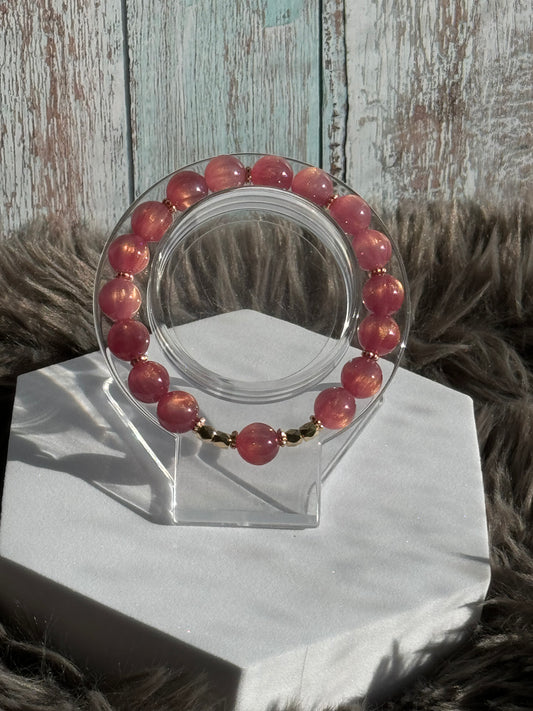 7" Pink/Neutral Resin Beaded Bracelet (10mm)