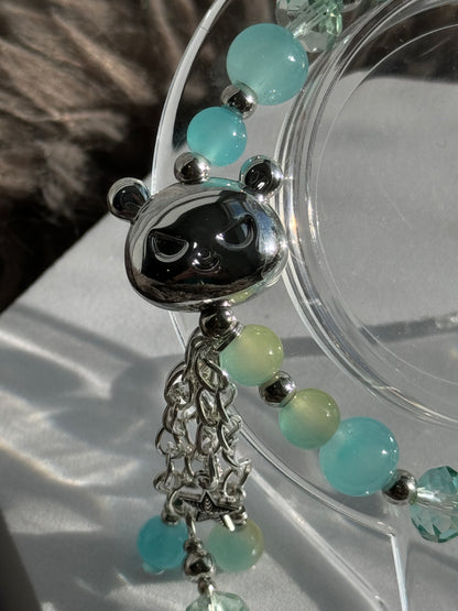7 1/4"Soft Blue/Yellow and Faceted Glass Beaded Bracelets (6mm,8mm, &10mm)