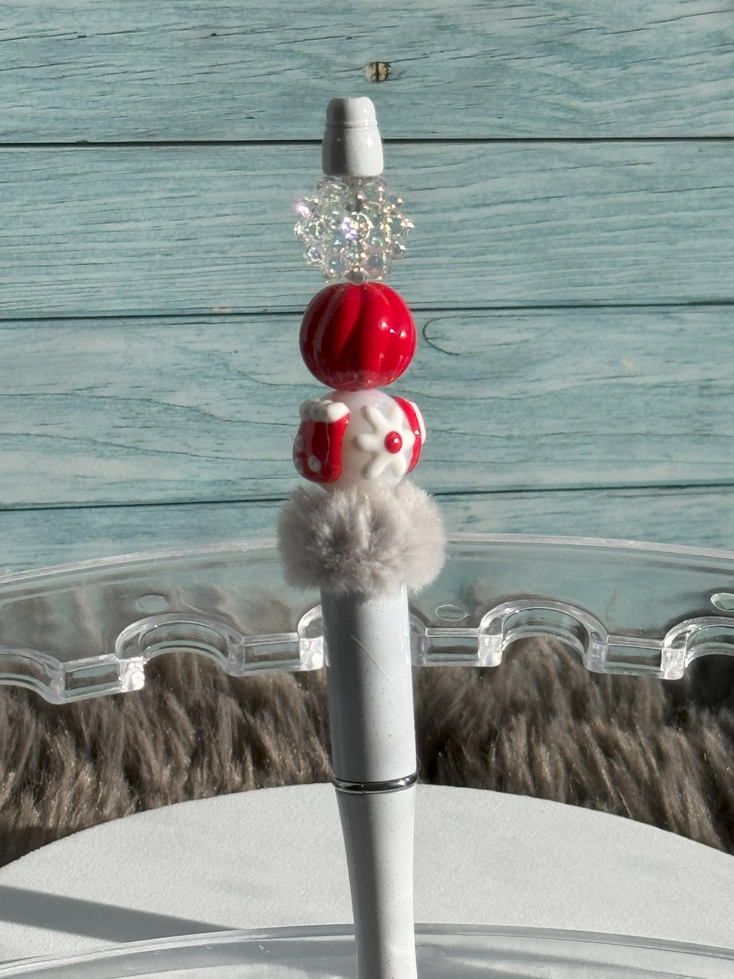 White Glitter Christmas Pen