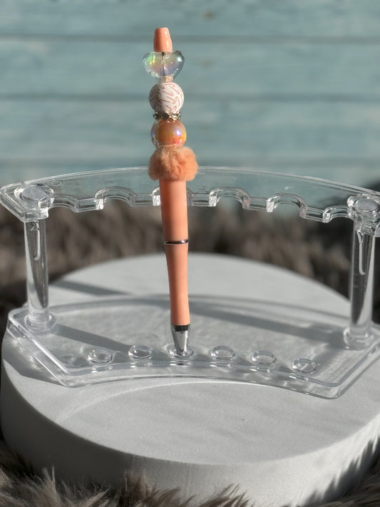 Peach Candy Cane/Heart Pen