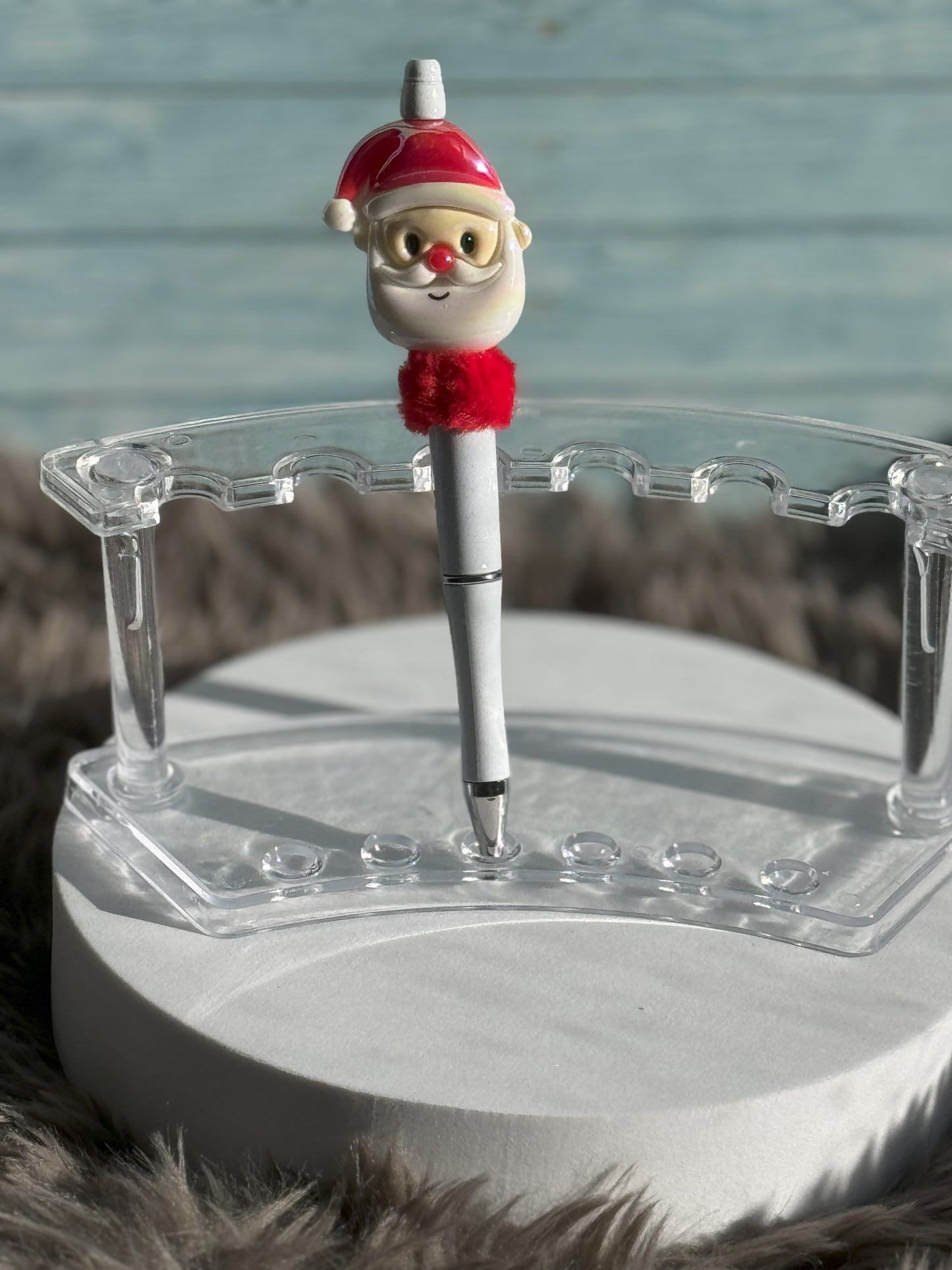 White Glitter Pen with Santa