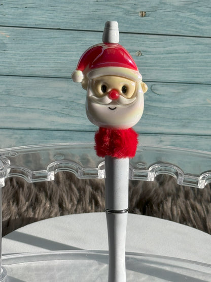 White Glitter Pen with Santa