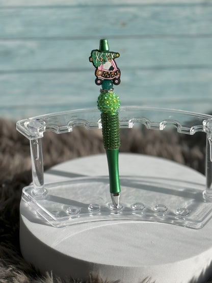 Green Rhinestone Christmas Tree Shopping Pen
