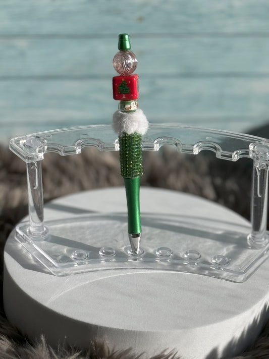 Green Christmas Pen with Rhinestones