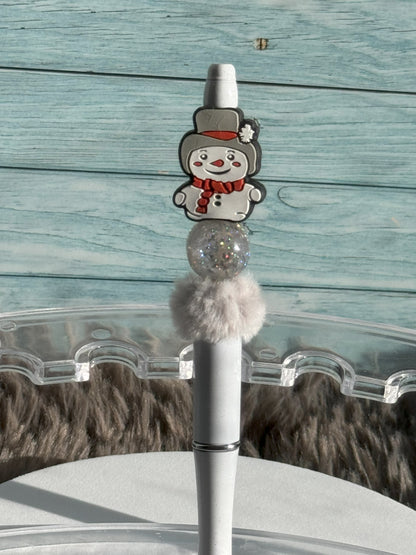 White Glitter Snowman Pen